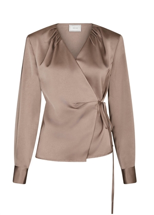 Caprina heavy sateen bluse Dark Taupe Neo Noir